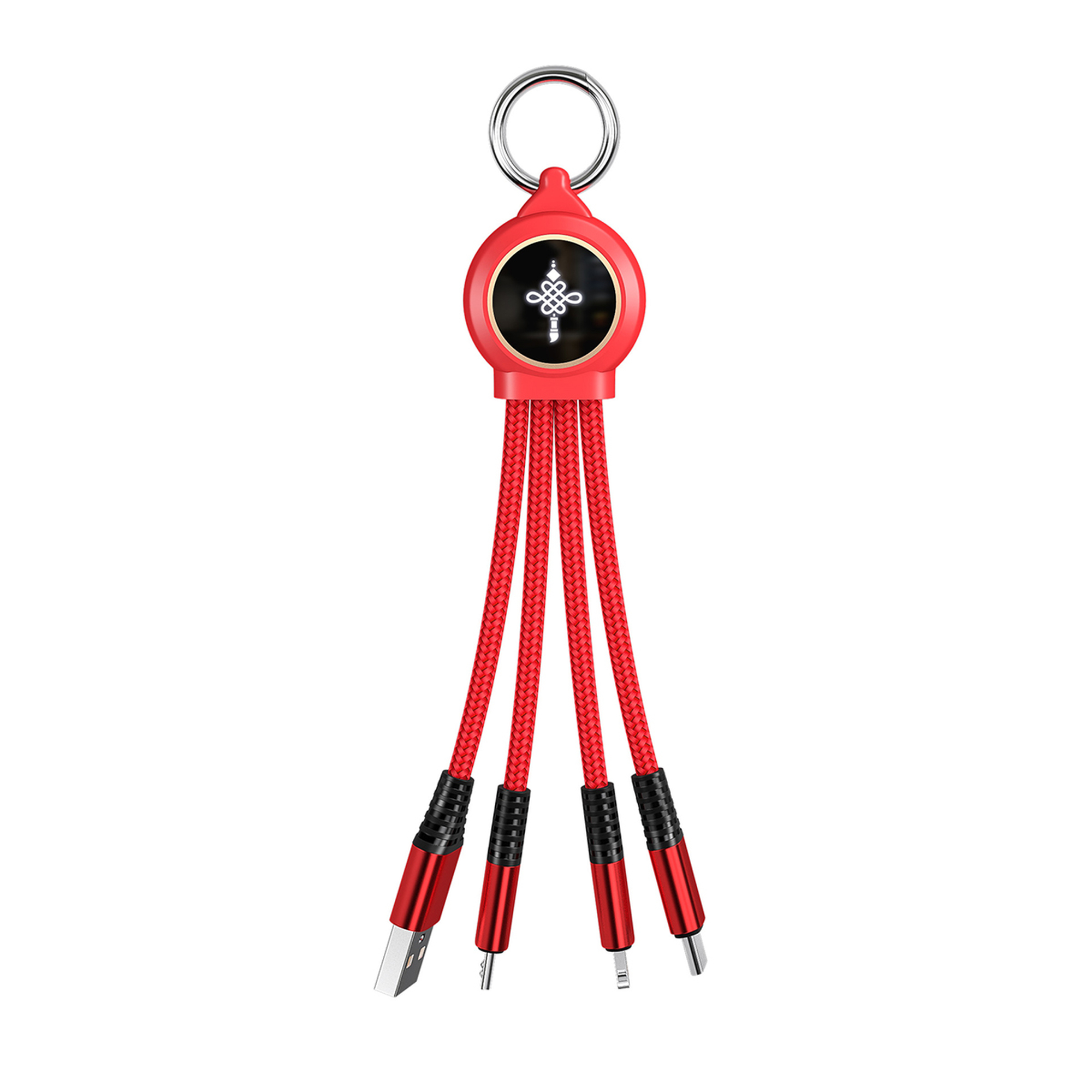 Light Up Logo 3 In 1 Charging Cable Keychain view 2