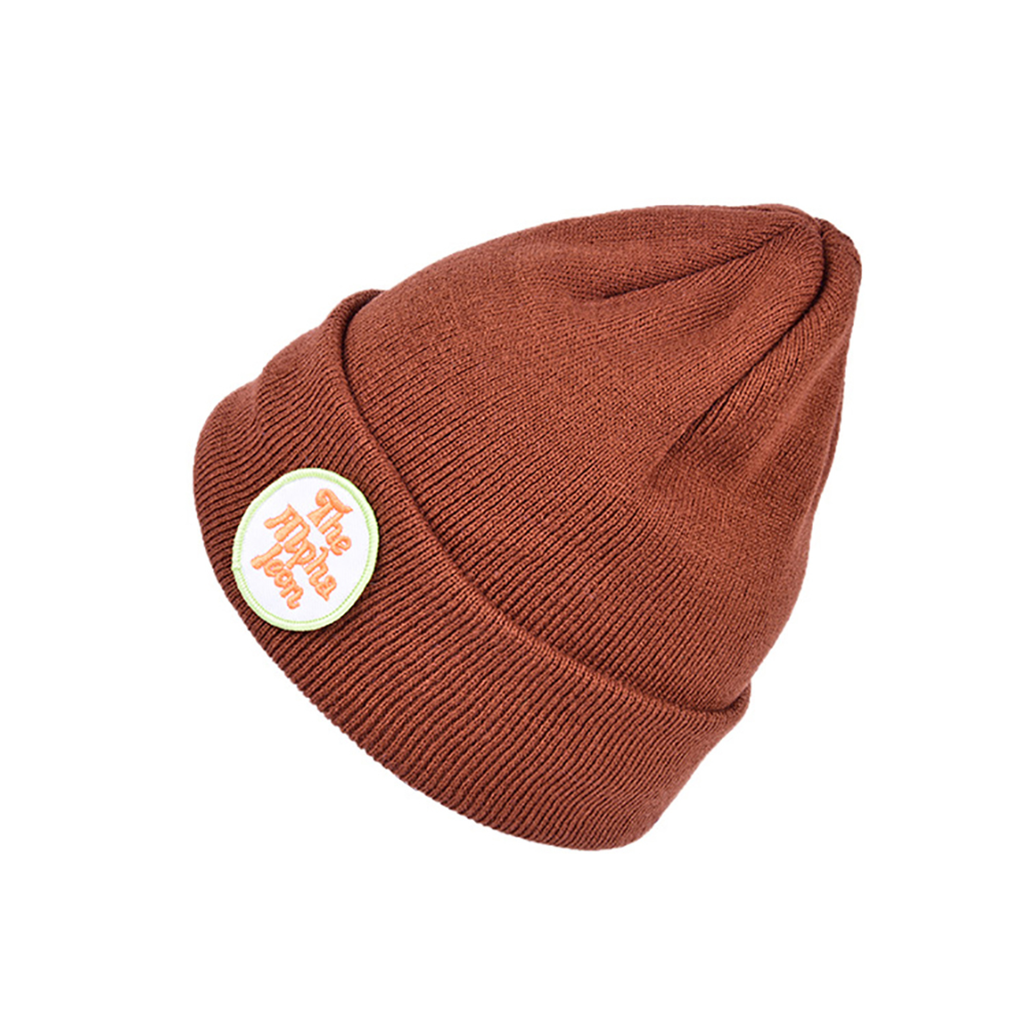 Knitted Cuffed Beanie With Embroidery Patch
