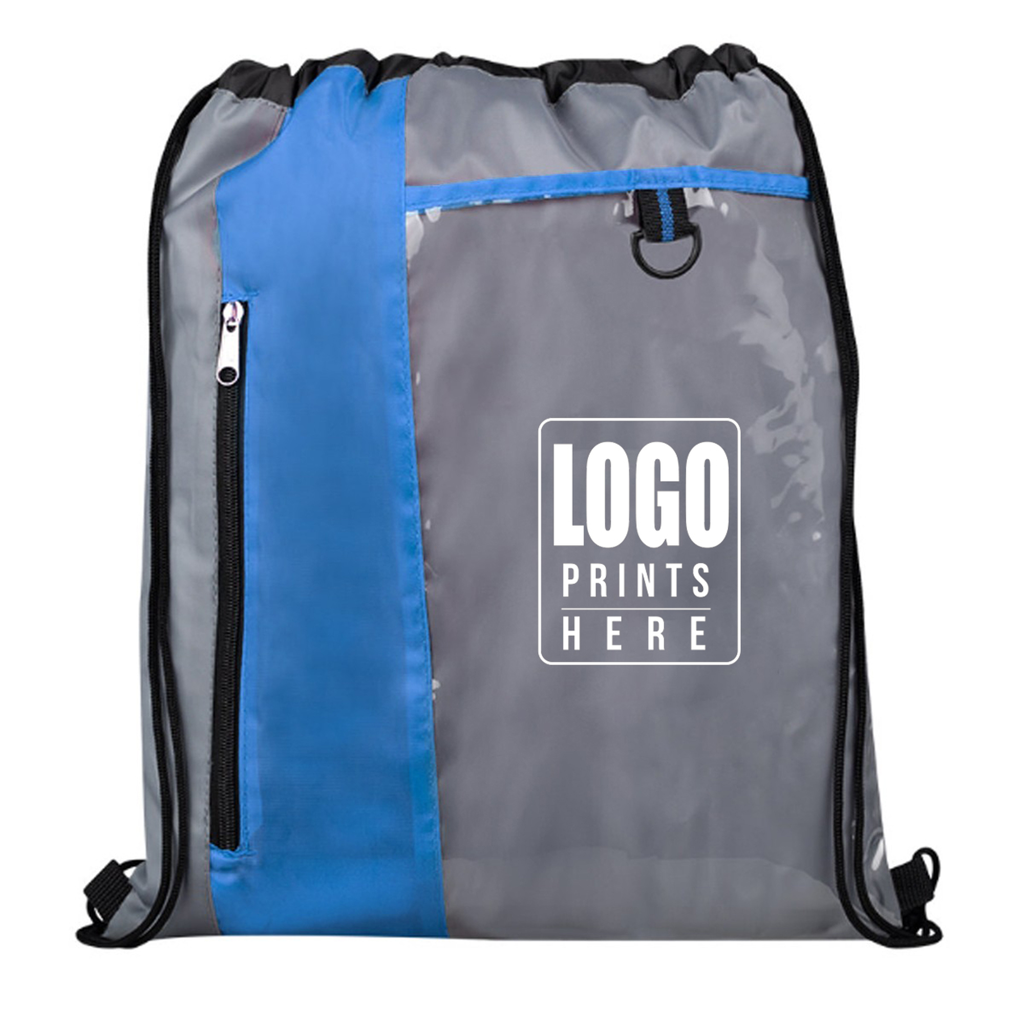 Drawstring Backpack w/ Clear Pocket