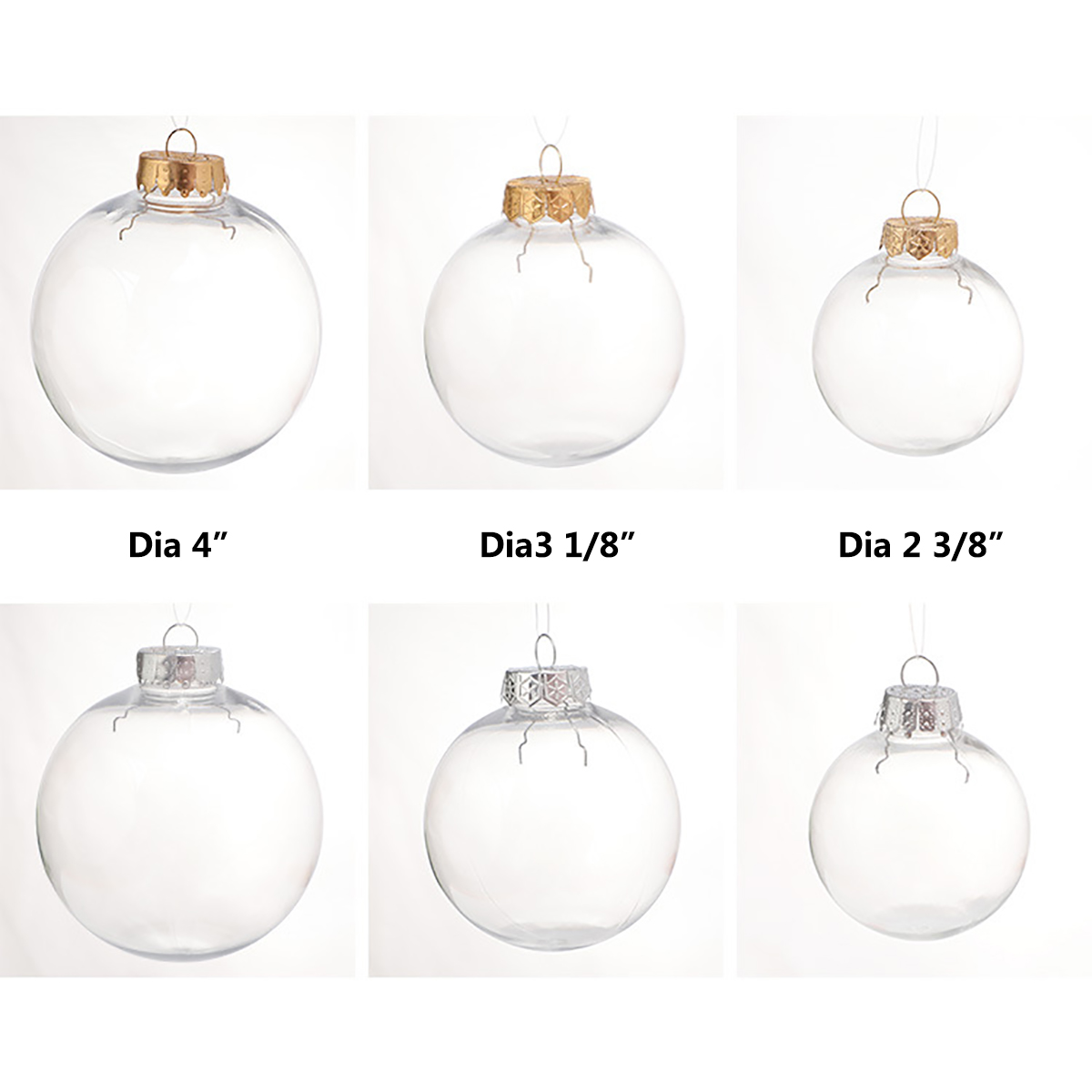 Golden Top Christmas Ornaments Fillable Ball view 2