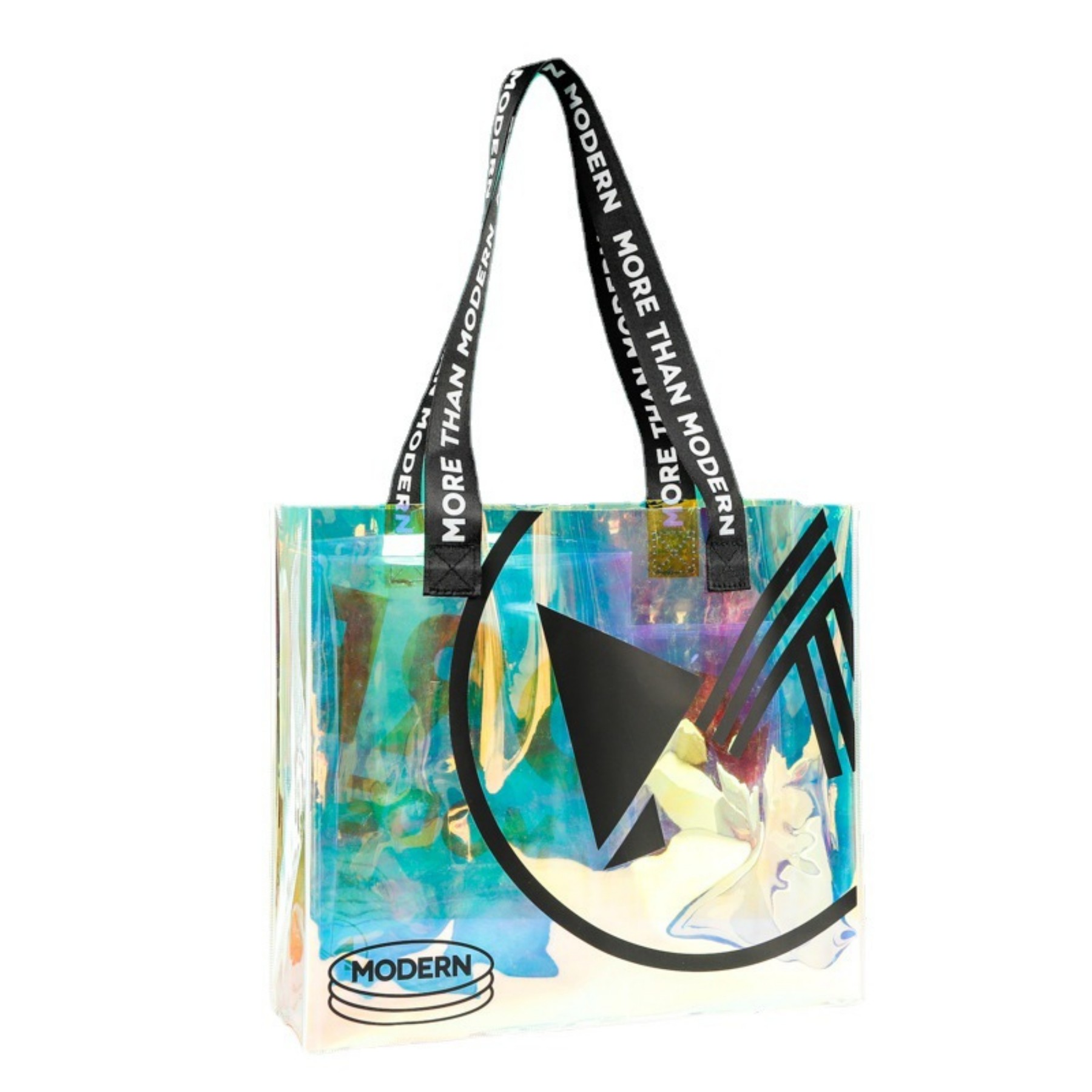 Clear laser Holographic Iridescent rainbow Portable Hologram Pvc Tote Bag view 2
