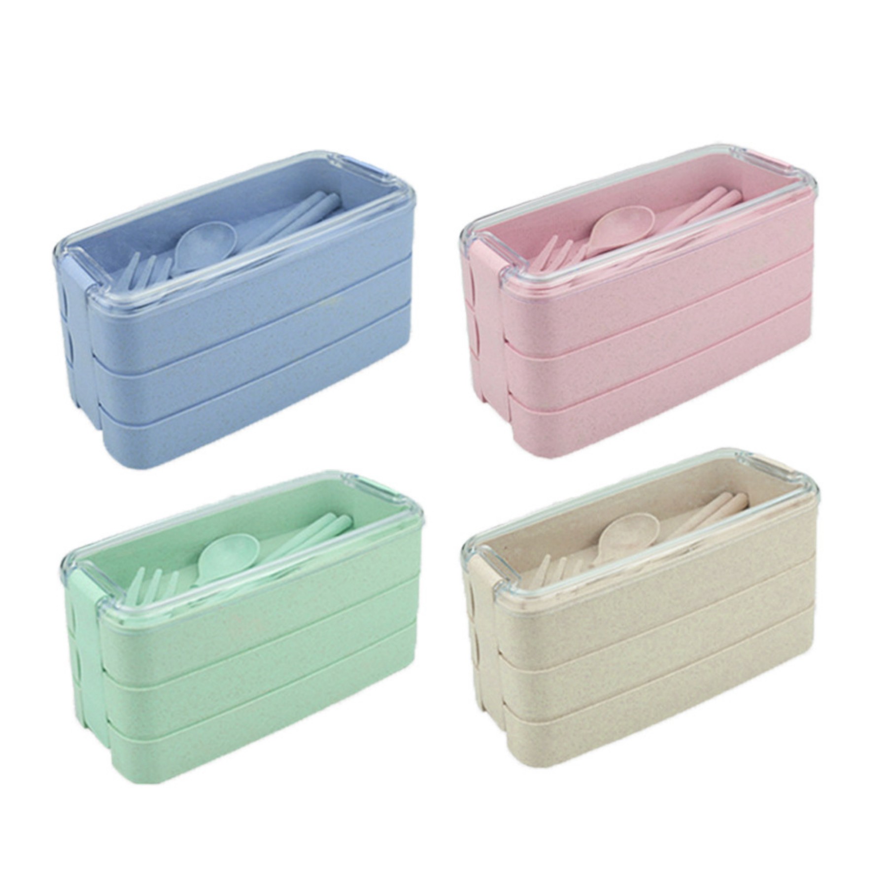 3-Layer Wheat Straw BentoBox With Cutlery, Lunch Box view 2