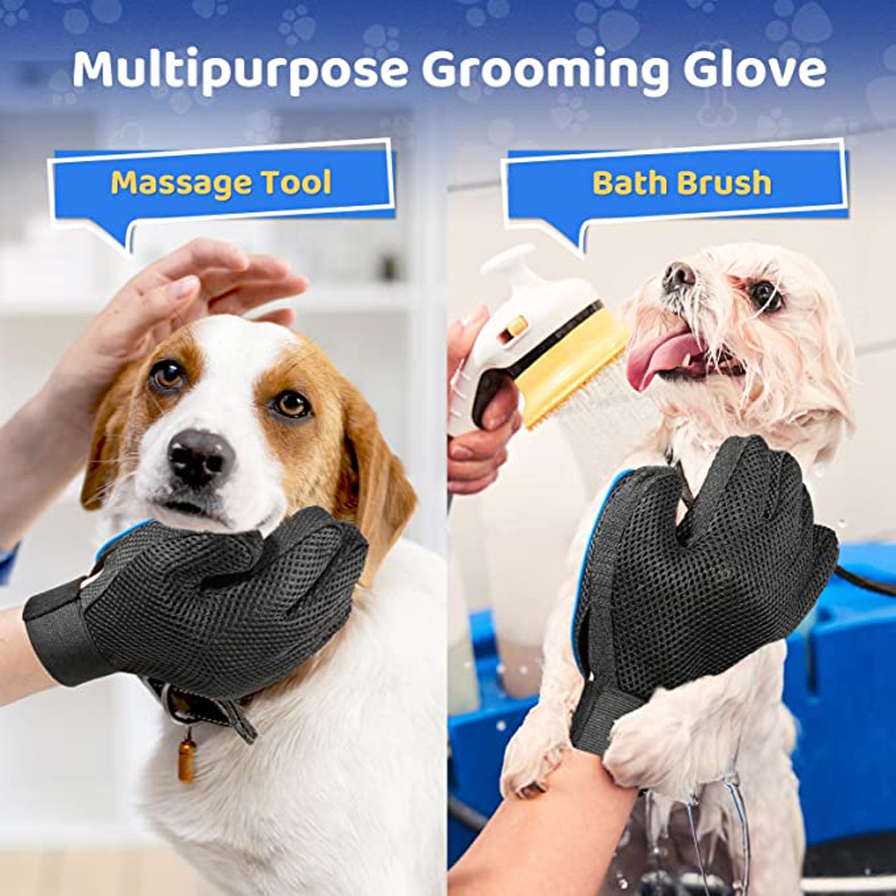 Custom Silicone Pet Hair Remover Gloves Pet Grooming Glove dog cat massage brush gloves view 2