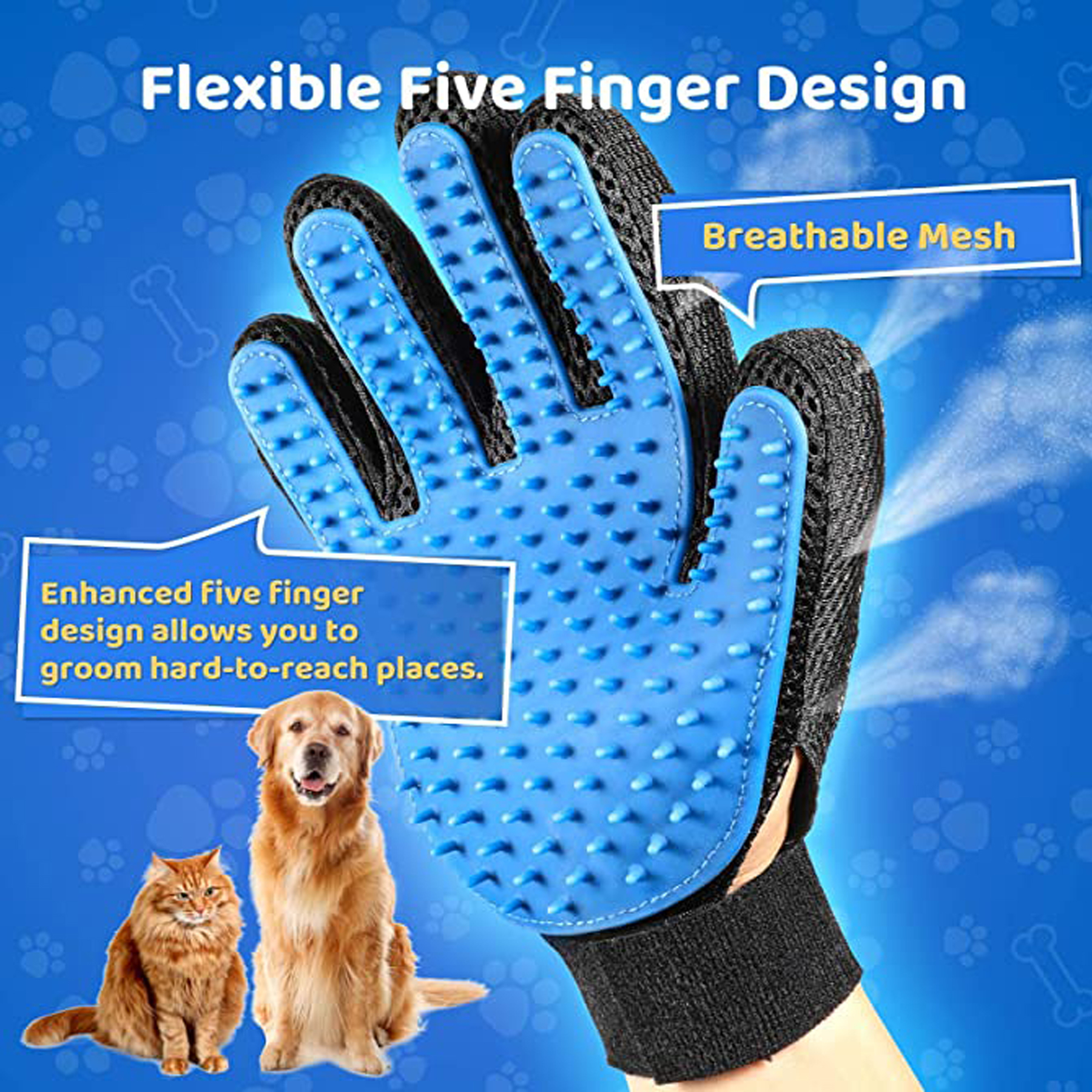 Custom Silicone Pet Hair Remover Gloves Pet Grooming Glove dog cat massage brush gloves view 4